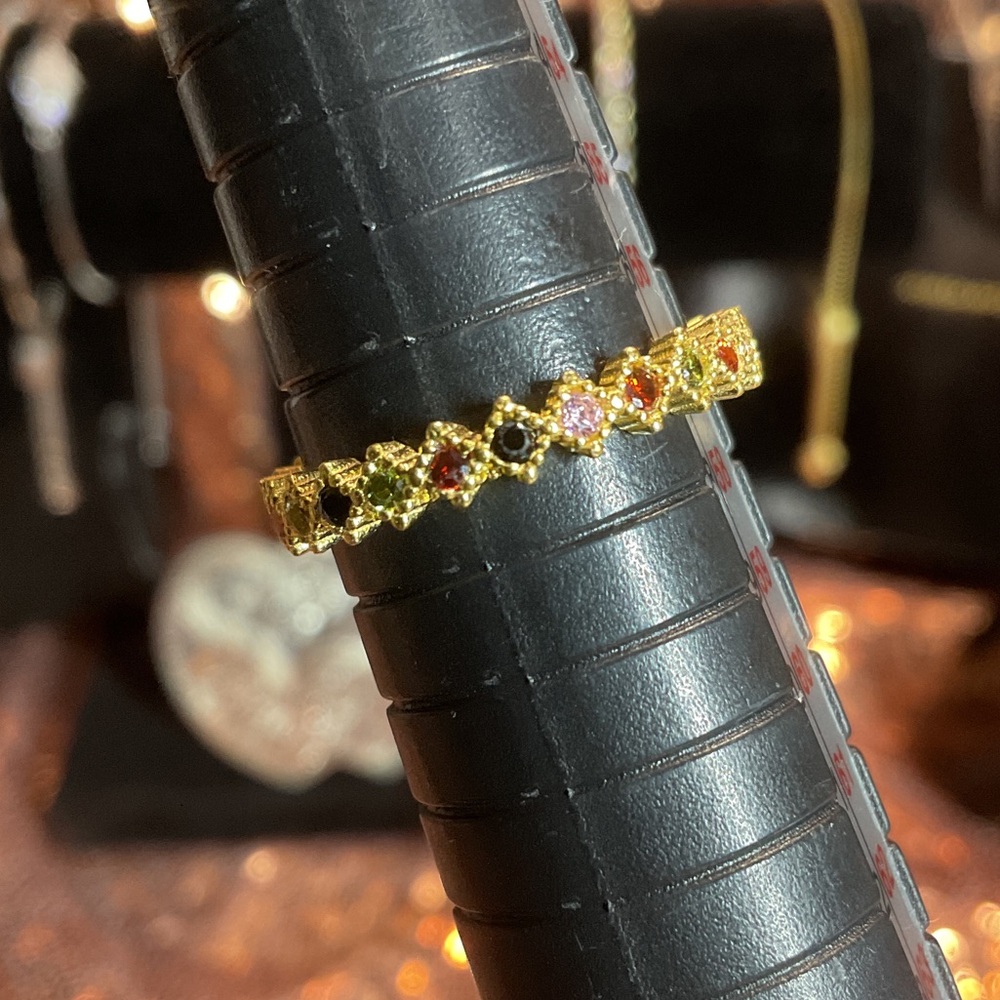 Gold Over 925 Sterling Silver Stackable Multicolo… - image 3